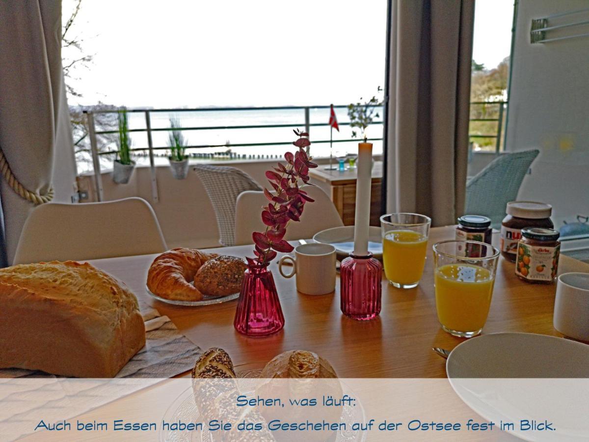 גלוקסבורג Fewo1846 Intermar - Kajuete Foerdeblick - Familienfreundliches Studioapartment Mit Balkon Und Meerblick מראה חיצוני תמונה